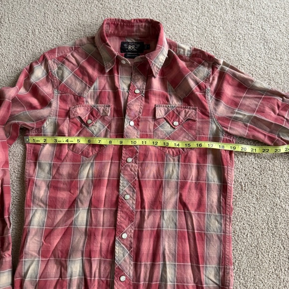 Ralph Lauren Double RL Red Beige Plaid Western Pearl Snap Cowboy Shirt Size Sm - Picture 4 of 5
